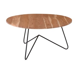BORAL-W Coffee Table Ø80x40cm / Acacia Natural Finish - Black Paint