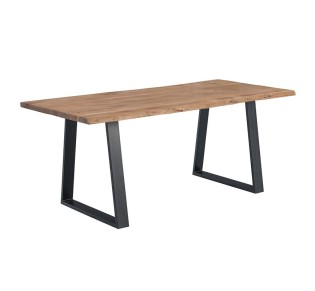 LIZARD-W Τραπέζι Κουζίνας - Τραπεζαρίας 140x80xH78cm / Μέταλλο Βαφή Μαύρο - Ξύλο Ακακία Φυσικό