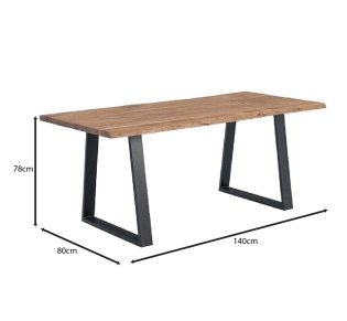 LIZARD-W Τραπέζι Κουζίνας - Τραπεζαρίας 140x80xH78cm / Μέταλλο Βαφή Μαύρο - Ξύλο Ακακία Φυσικό