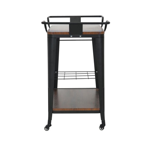RELIX Trolley Bar-Pro / Μέταλλο Βαφή Μαύρο - MDF Απόχρωση Καρυδί