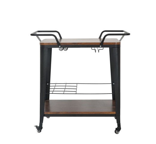 RELIX Trolley Bar-Pro / Μέταλλο Βαφή Μαύρο - MDF Απόχρωση Καρυδί
