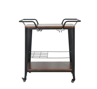RELIX Trolley Bar-Pro / Μέταλλο Βαφή Μαύρο - MDF Απόχρωση Καρυδί