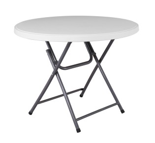 BLOW-R Τραπέζι Συνεδρίου Catering Πτυσσόμενο Ø94cm / Μέταλλο Βαφή Γκρι - HDPE Άσπρο 45mm