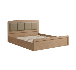 CALIBER Κρεβάτι Διπλό για Στρώμα 150x200cm / Απόχρωση Sonoma Oak - Κεφαλάρι PU Μπεζ 2