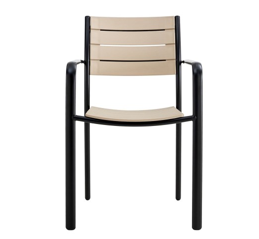 SAGA Armchair / Metal Black - PP - UV Tortora