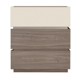VANITY Κομοδίνο 60x40x66cm με 3 Συρτάρια Αποχρώσεων Sonoma Oak & Cream & Αποσπώμενα χρωματικά Μέρη