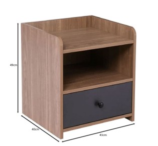 ORIENT Κομοδίνο με 1 Συρτάρι / Απόχρωση Sonoma Oak - Grey