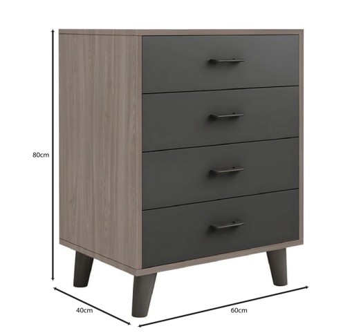 VANITY Συρταριέρα με 4 Συρτάρια 60x40x80cm / Απόχρωση Sonoma Oak - Grey