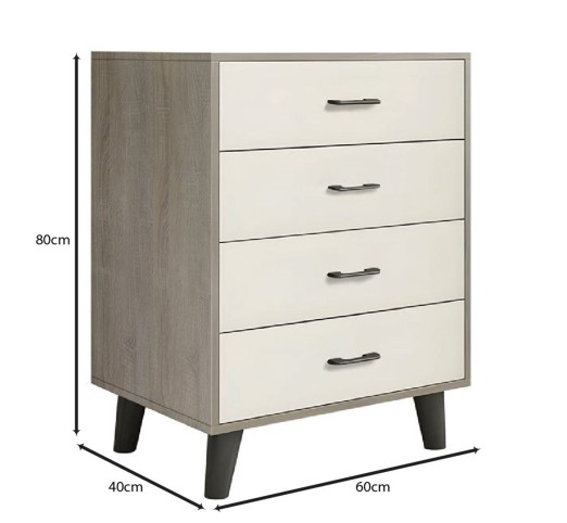 ELIOT Drawer Cabinet 60x40x80cm Sonoma / White