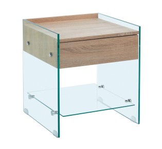 GLASSER Wood Bedside Clear 10mm Glass / Sonoma 45x45x50cm 2