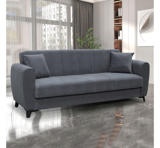 JEROM Sofa - Bed with Storage 3-Seater / Fabric Anthracite