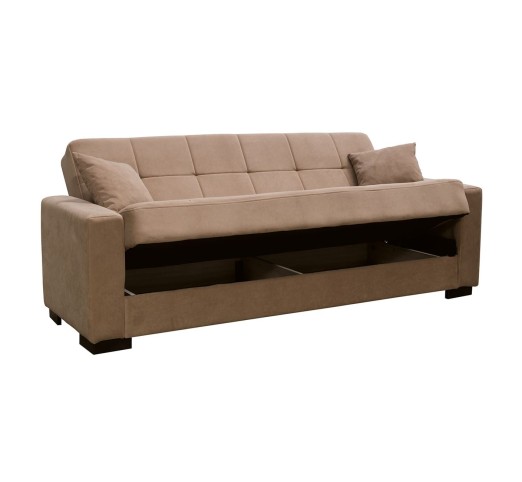 CARSON Sofa - Bed with Storage 3-Seater / Fabric Brown