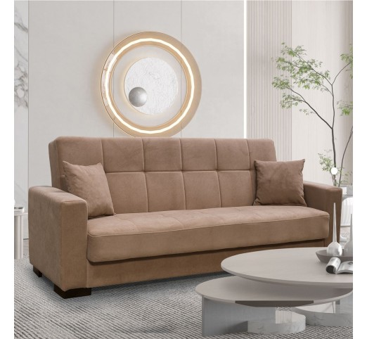 CARSON Sofa - Bed with Storage 3-Seater / Fabric Brown