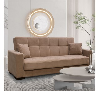 CARSON Sofa - Bed with Storage 3-Seater / Fabric Brown