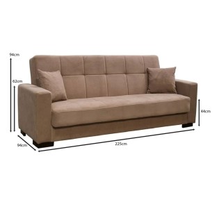 CARSON Sofa - Bed with Storage 3-Seater / Fabric Brown