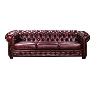 CHESTERFIELD Birmingham Καναπές 4-θέσιος Σαλονιού Καθιστικού / Δέρμα Antique Red
