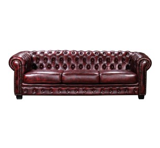 CHESTERFIELD Birmingham Καναπές 4-θέσιος Σαλονιού Καθιστικού / Δέρμα Antique Red 2
