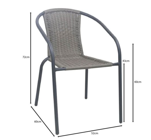 BALENO-W Armchair / Metal Anthracite - Mixed Grey Wicker