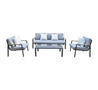 LATINO Set 4pcs / ALU Black - Cushions Grey