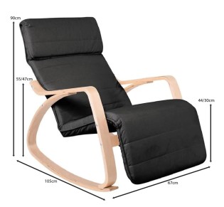 HAMILTON Super Relax Armchair Natural (Birch) - Fabric Black
