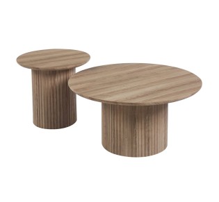 DIAZ 2pcs Set Coffee Tables Ø50cm & Ø80cm / MDF - Sonoma