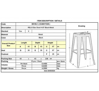 RELIX Bar Stool H.67 Metal... 2