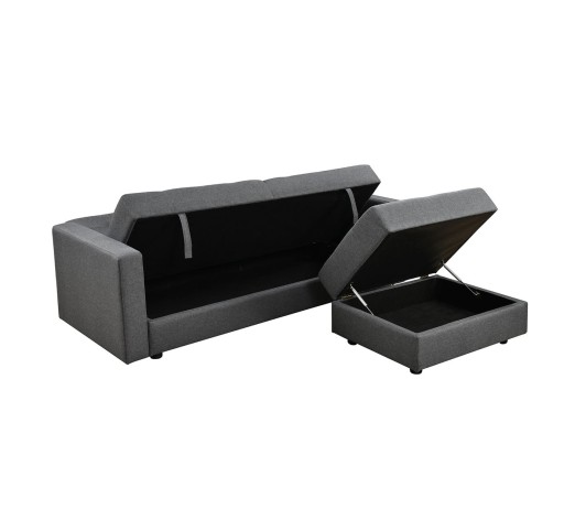 JACKSON Sofa - Bed & Storage Corner / Dark Grey Fabric