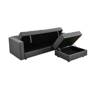 JACKSON Sofa - Bed & Storage Corner / Dark Grey Fabric