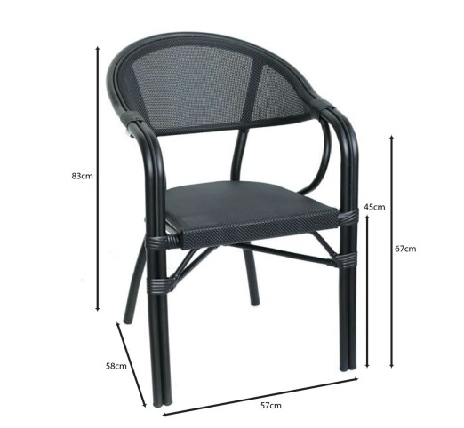 VEGERA Armchair ALU Black - Textilene Black
