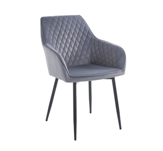 LILA Armchair / Metal Black - Fabric Velure Grey