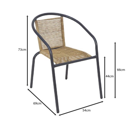 MIKA Armchair / Metal Anthracite - PE Rattan Natural