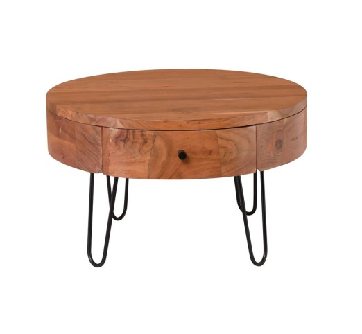 KARIM-W Coffee Table Ø70x42cm / Acacia Natural Finish - Black Paint