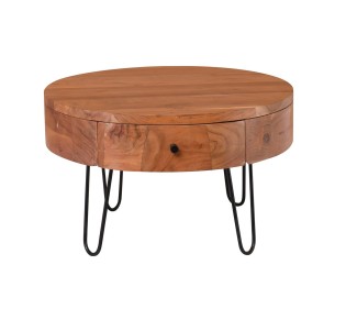 KARIM-W Coffee Table Ø70x42cm / Acacia Natural Finish - Black Paint