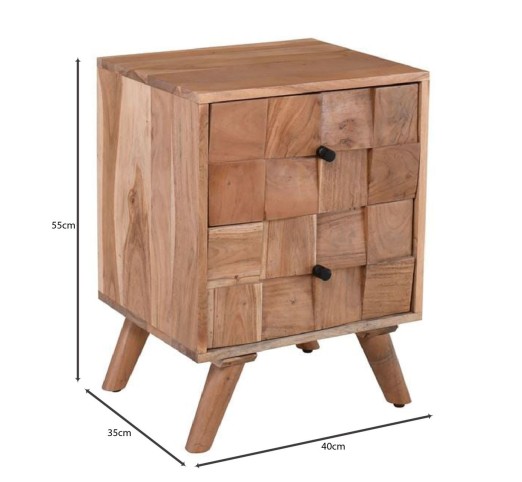 TEKA-W Κομοδίνο 40x35x55cm / Ξύλο Ακακία Φυσικό
