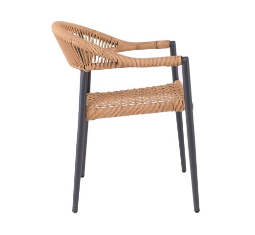 MADISON Armchair / ALU Anthracite - Rope Wicker Natural