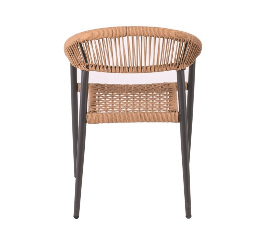 MADISON Πολυθρόνα Βεράντας - Κήπου / ALU Ανθρακί - Rope Wicker Φυσικό - Στοιβαζόμενη