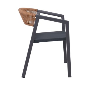 PARMA Outdoor Armchair Stackable / ALU Anthracite - Rope Wicker Natural - Textilene Anthracite