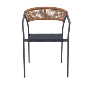 PARMA Outdoor Armchair Stackable / ALU Anthracite - Rope Wicker Natural - Textilene Anthracite