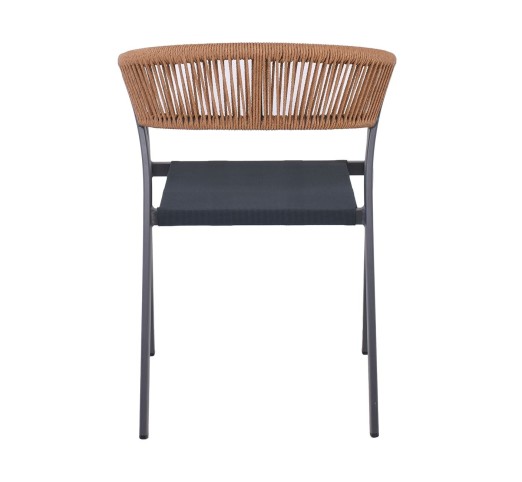 PARMA Outdoor Armchair Stackable / ALU Anthracite - Rope Wicker Natural - Textilene Anthracite