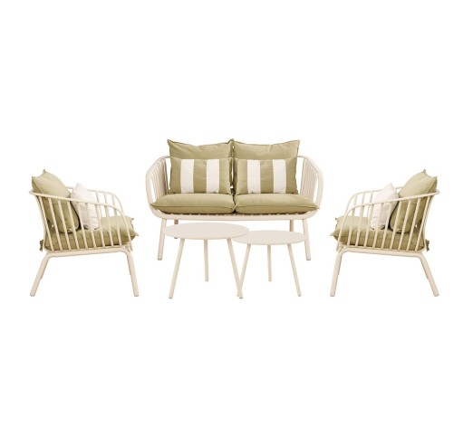 ASTRID Set 5pcs / PP - Metal Cream - Cushions Sandy Green
