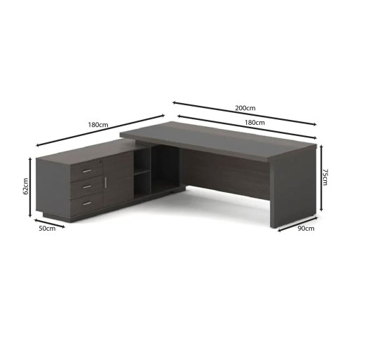 VIP Desk LEFT 200x180cm / Grey Walnut