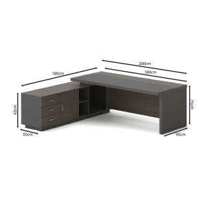 VIP Desk LEFT 200x180cm / Grey Walnut