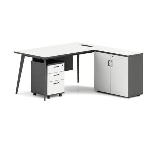 STATUS Γραφείο 180x80cm Γωνία Αναστρέψιμη / Απόχρωση Grey - Επιφάνεια Απόχρωση Άσπρο