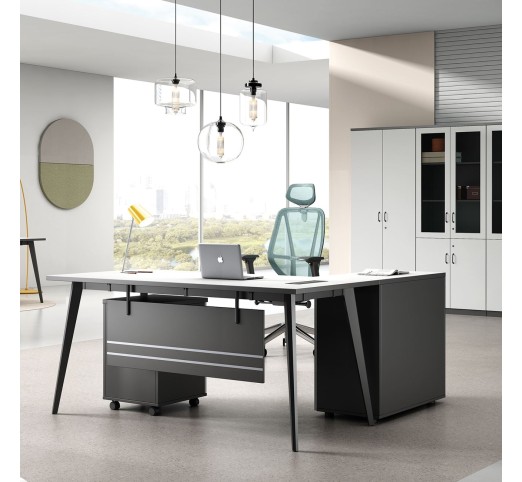 STATUS Γραφείο 180x80cm Γωνία Αναστρέψιμη / Απόχρωση Grey - Επιφάνεια Απόχρωση Άσπρο