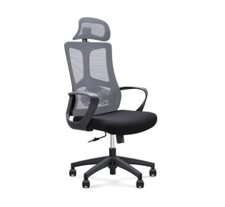 BF8600 Πολυθρόνα Γραφείου Διευθυντή / Mesh Γκρι - Ύφασμα Μαύρο