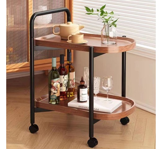 TROLLEY 60x38x65cm Walnut / Metal Black