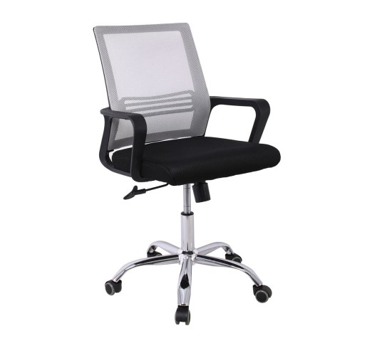 BF2110 Office Armchair / Chromed Base - Mesh Grey - Black