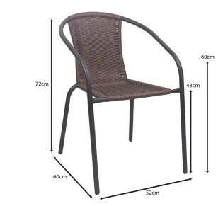 BALENO-W Armchair / Metal Brown - Brown Wicker 2