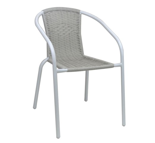 BALENO-W Armchair / Metal White - Beige Wicker