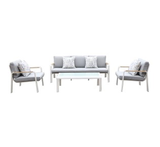 LATINO Set 4pcs ALU / White - Cushions Light Grey